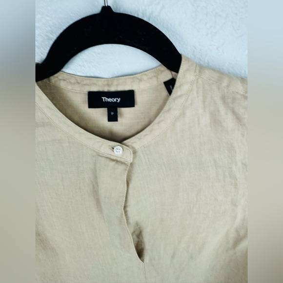 NEW THEORY Popover Long Sleeve Linen Tunic Shirt Size P - Picture 4 of 9